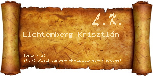 Lichtenberg Krisztián névjegykártya